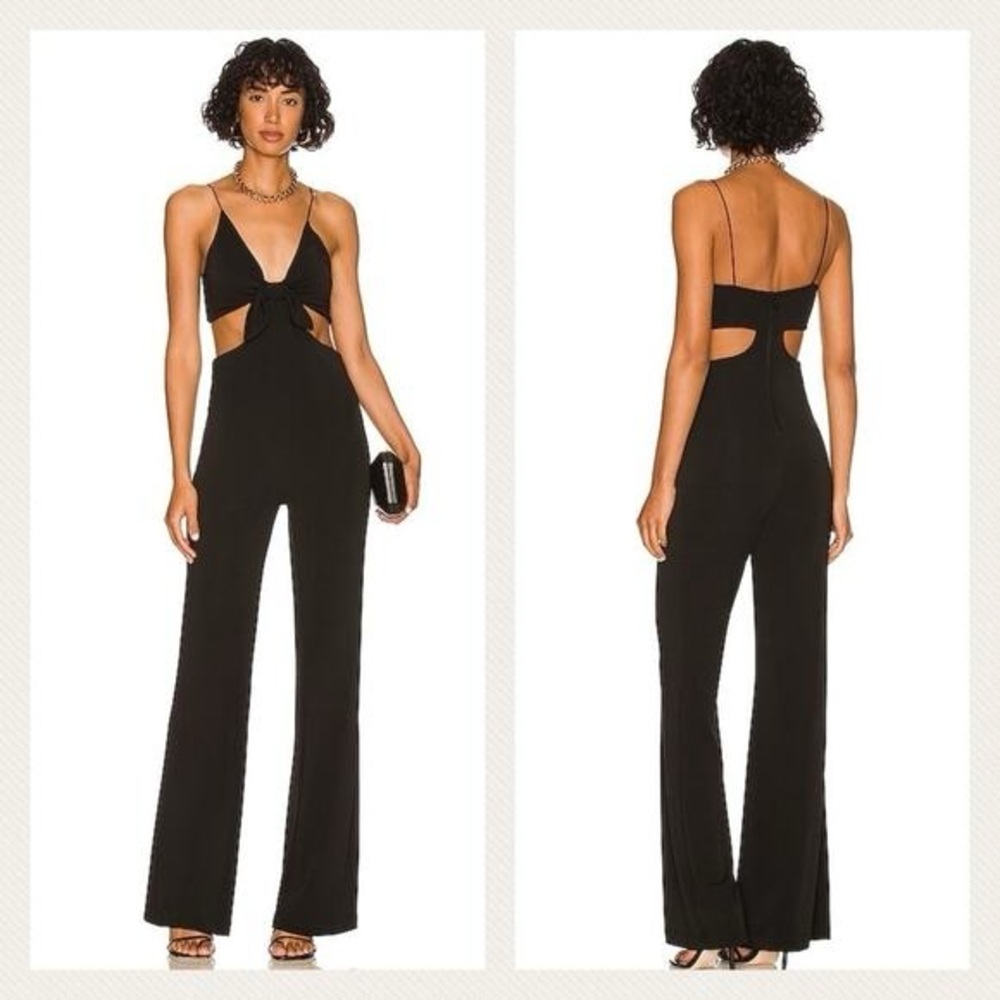 Alice + Olivia The Havana Front Tie Cut Out Black Jumpsuit